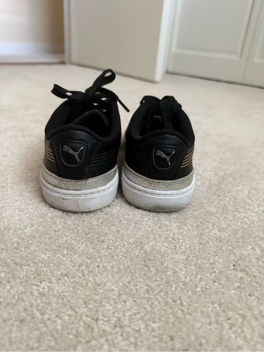 Puma Black Sneakers with Gold Accent and White Sole - Picture 3 of 5